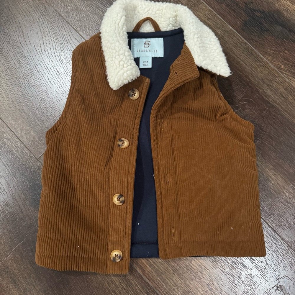 Class Club Brown Corduroy Jacket with Cream Collar SZ 2/3